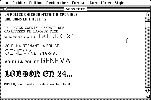Les polices du premier Mac Les tr sors de l Aventure Apple