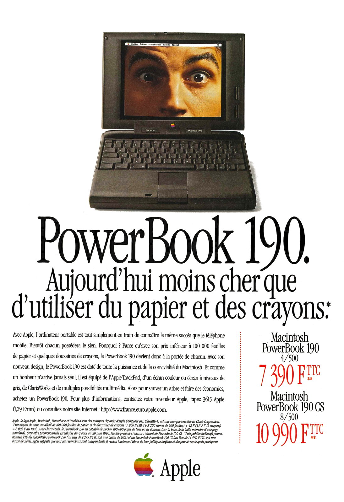 Publicité Powerbook 190 Les Trésors De Laventure Apple