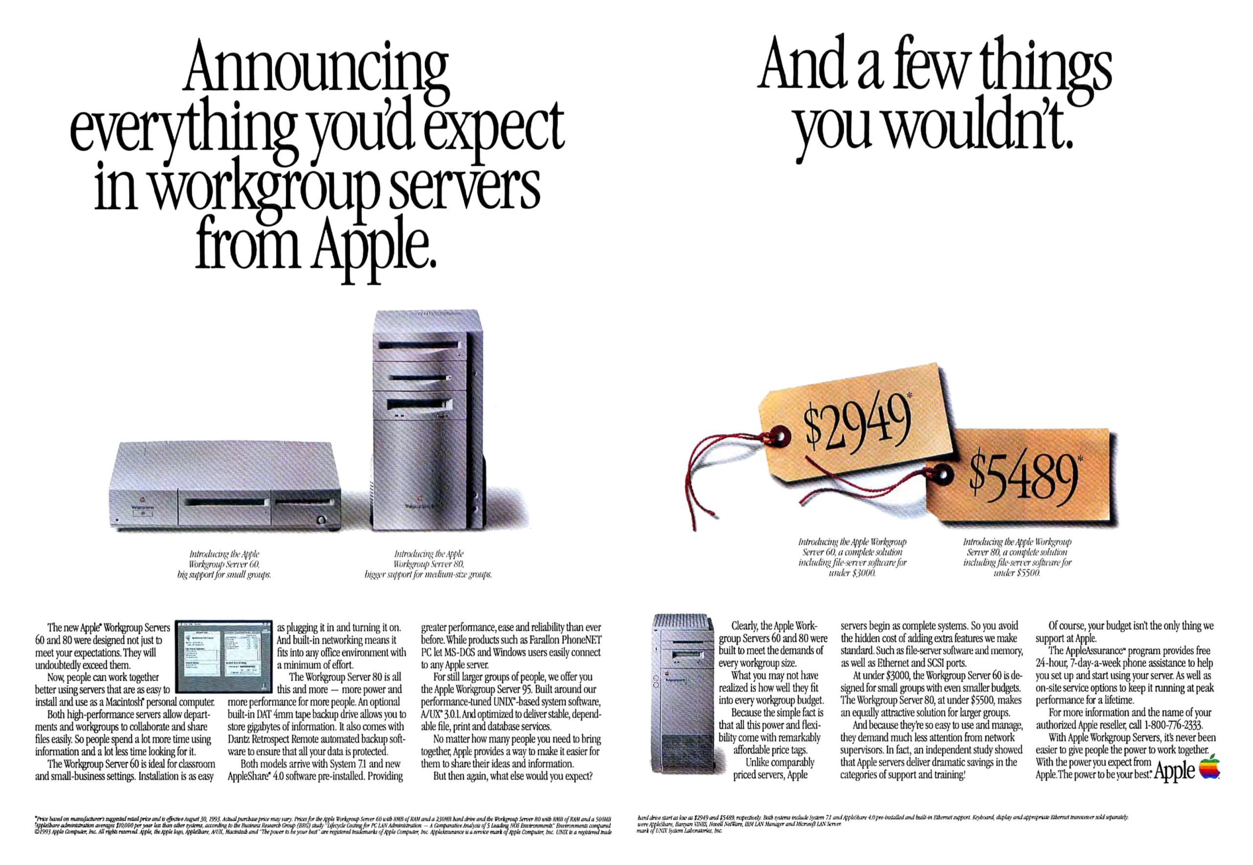 Publicité Les Workgroup Servers De 1993 Les Trésors De Laventure Apple